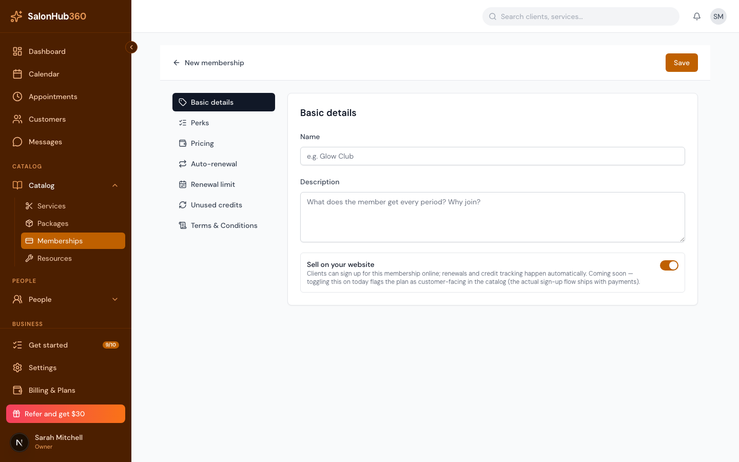 The Pricing section showing the membership price and savings hint
