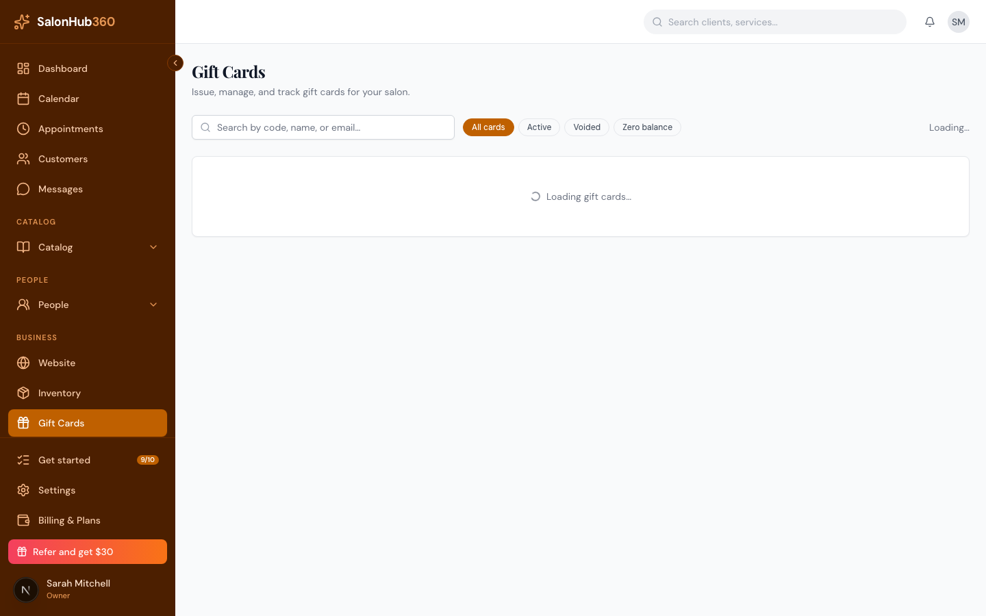The Issue gift card dialog with amount presets and recipient fields
